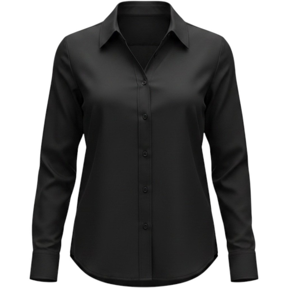Women's Black Formal Satin Blouse XS Long Sleeve Button Up Collared